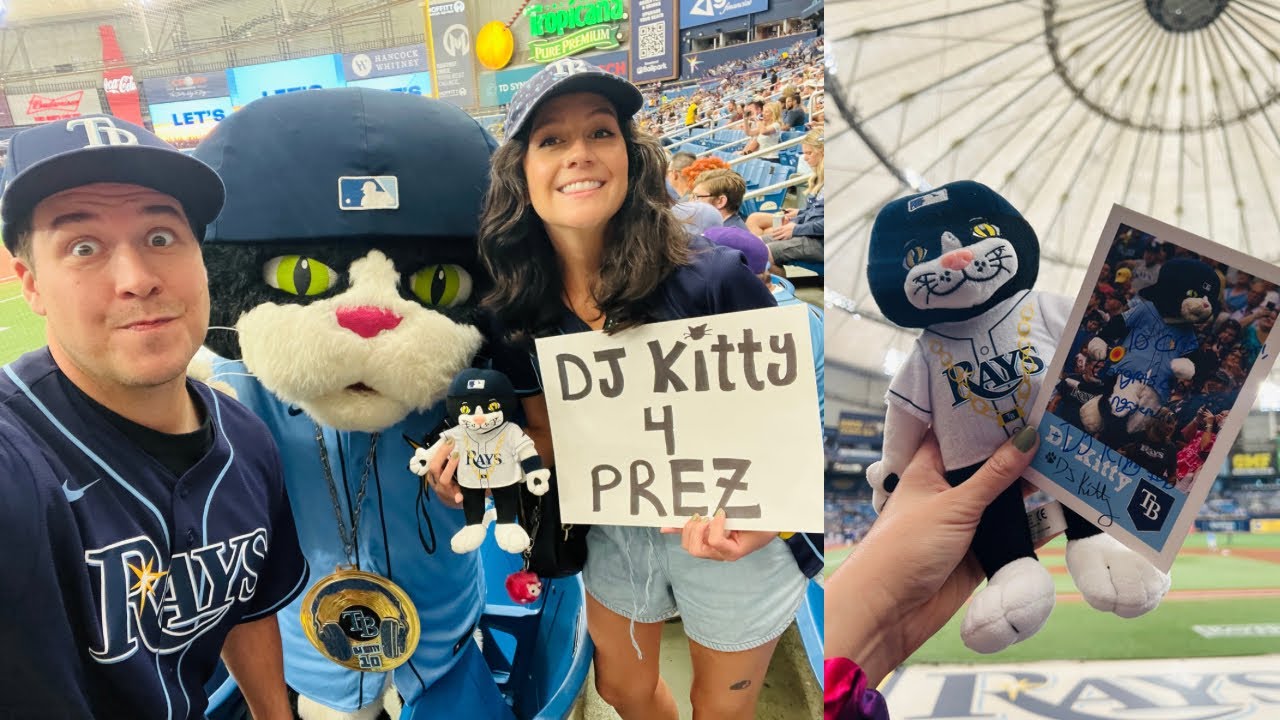DJ Kitty is the BEST MASCOT! My First Rays Game for 2023 MLB Season -  Awesome Seats & Shutout Game! 
