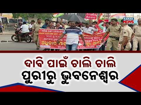 ଚାଲି ଚାଲି ପୁରୀରୁ ଭୁବନେଶ୍ୱର Odisha Teachers Protest | Staff Walk From Puri To Bhubaneswar For Demands