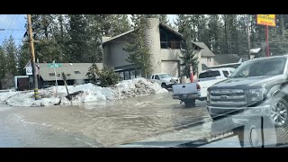 Big Bear, CA seeing a bit of flooding and rain has begun again More rain induced snow melt 3/11/2023