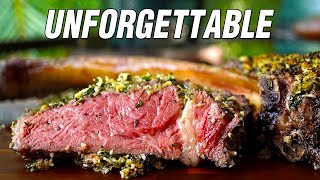 "Herb Parmesan Crusted Tomahawk Steak: A Mouthwatering Grilling Masterpiece!"