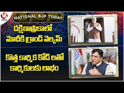 National BJP Today: Grand Welcome To Modi In South Africa| Workers Benefit From New Labor Codes | V6 - V6NEWSTELUGU