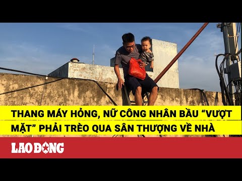 Video Thang máy hỏng, nữ công nhân bầu 