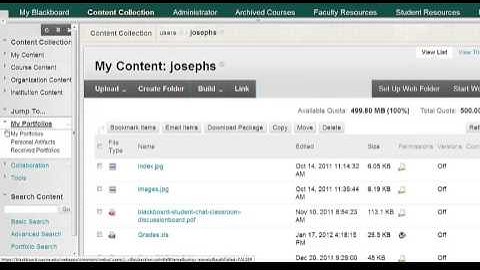 Blackboard 9.1.13: Locate Shared Portfolio within the Content Collection