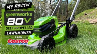 UNBOXING AND REVIEW! Greenworks 80v self-propelled lawnmower from Costco 