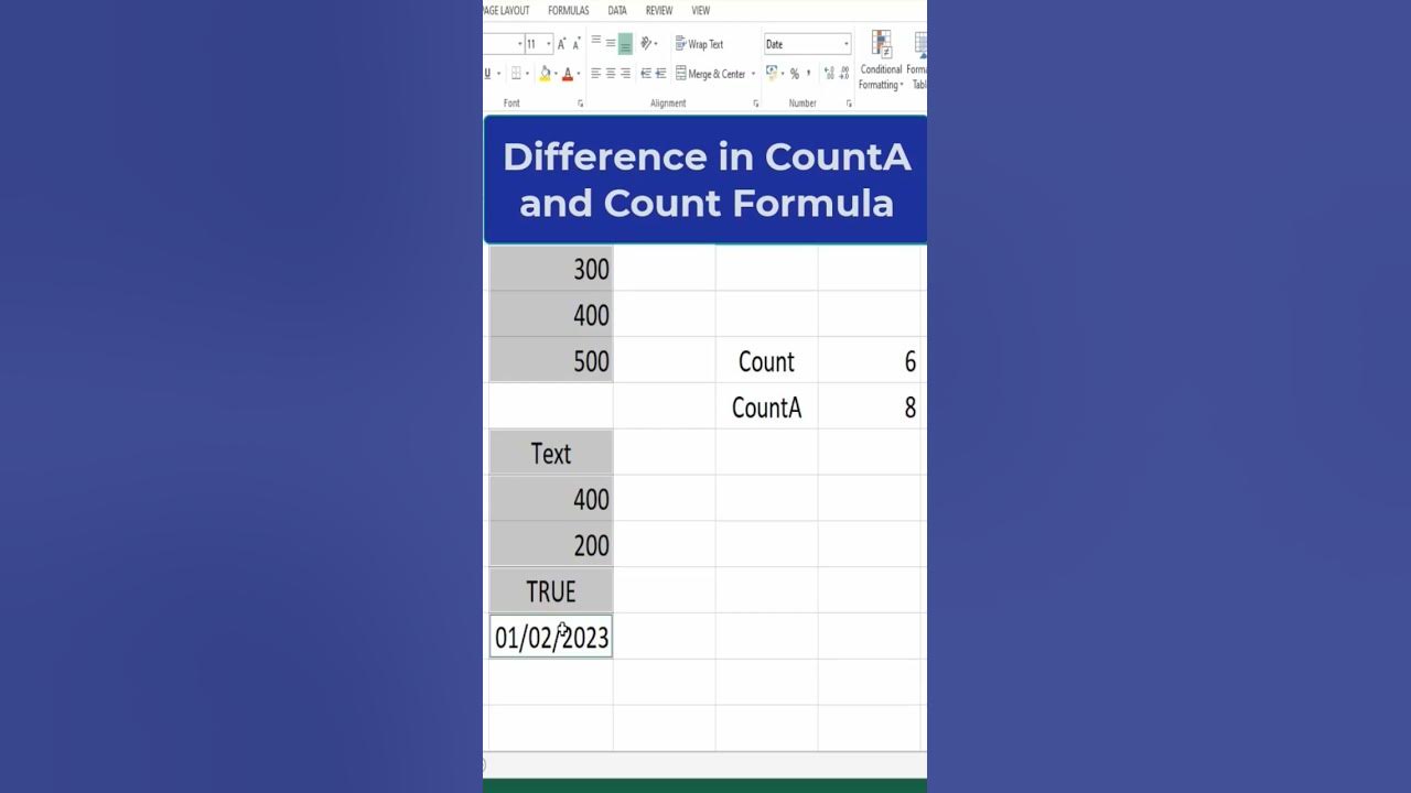 Count VS CountA Formula in Excel #excel #excellearning #youtubeshorts # ...