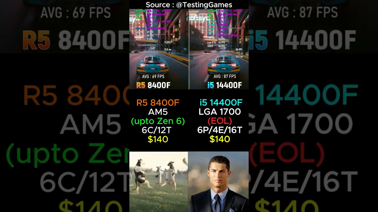 Core i5 14400F vs Ryzen 5 8400F CPU ✅ #gaming #pcgaming #ryzen #intel #pcbuild #budgetgaming #amd