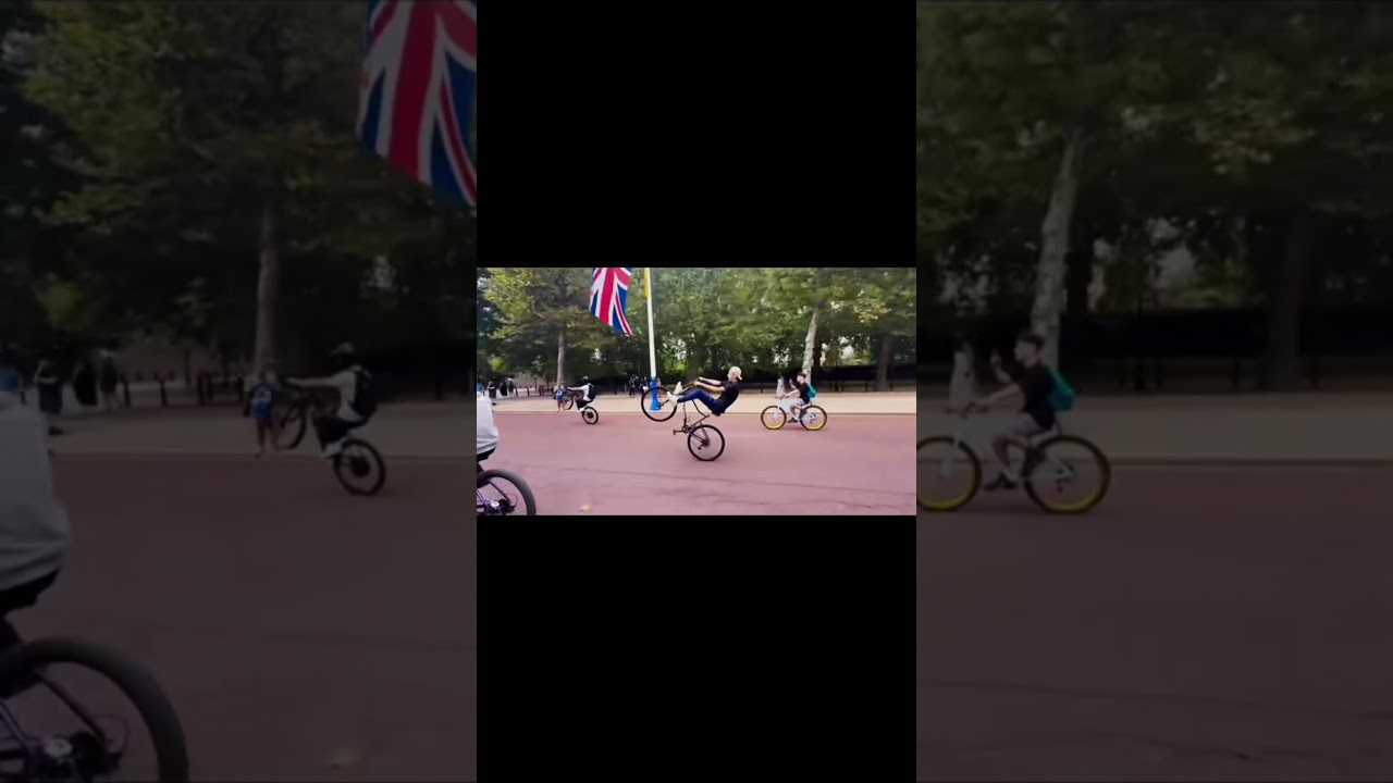 One hand and then no feet wheelie 