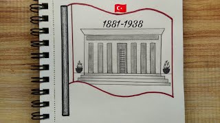 10 Kasım Atatürk'ü Anma Günü | Cetvel yardımıyla kolay Anıtkabir Çizimi 🇹🇷