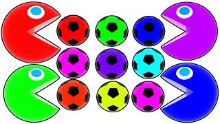 Learning Colors With 3D Pacman Soccer Balls Games For Kids Fun Play Video