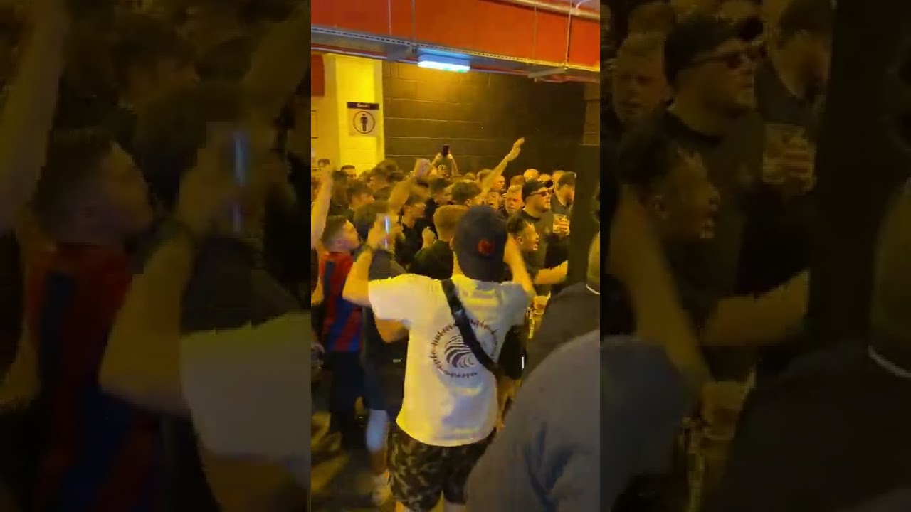 Palace fans sing Glad all Over in concourse!