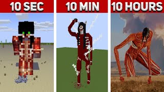 Eren Colossal Titan in MINECRAFT: 10 Hours, 10 Minutes, 10 SECONDS!