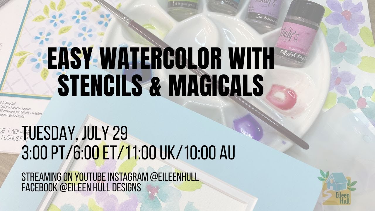 Easy Watercolor with Stencil & Magicals - YouTube