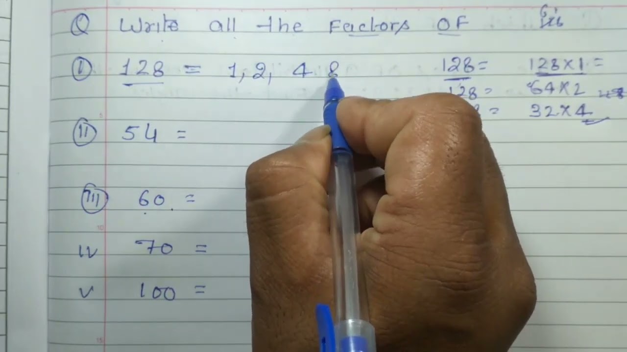 Write All The Factors Of 128 54 60 And 70 YouTube Write All The Factors Of 128 54 60 And 70 YouTube