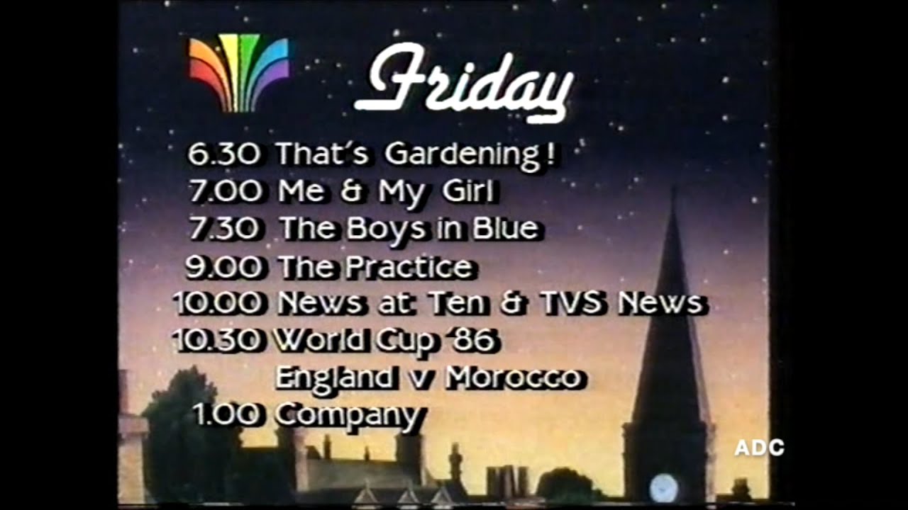 TVS trailers, adverts, Company & Closedown announcer Brian Nissen 5th June 1986