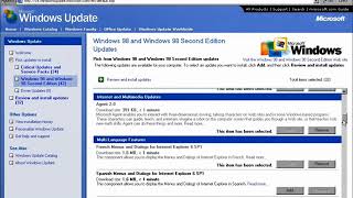 Windows 98 Browsing Available Updates on Windows Update v4