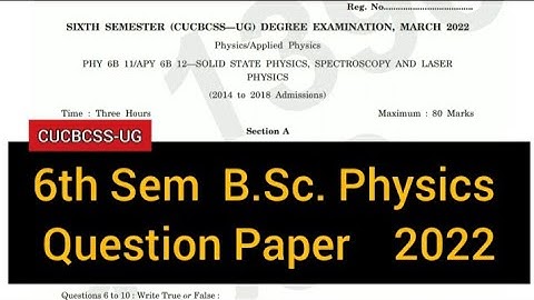 SOLID STATE PHYSICS, SPECTROSCOPY AND LASER PHYSICS      |     6th Sem  B.Sc. Physics  2022 #calicut