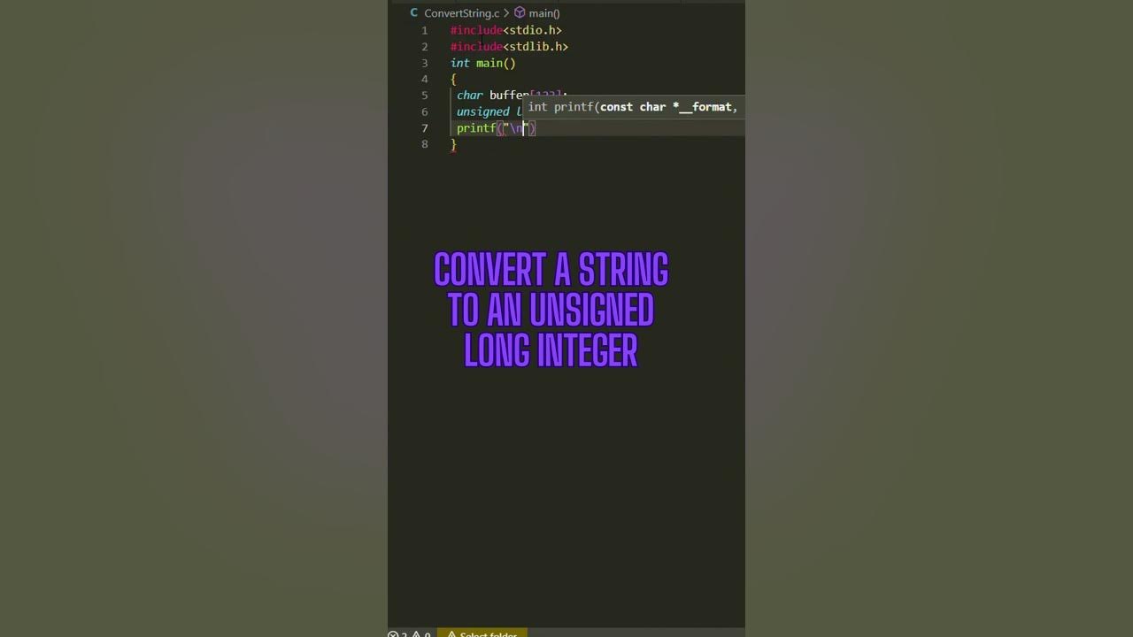 Convert a string to an unsigned long integer IN C - YouTube
