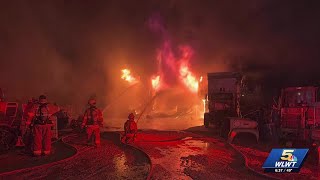 Firefighters in Northern Kentucky battle massive house fire in Burlington overnight