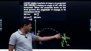 A particle of mass m is projected with velocity v making an angle of 45° with the horizontal. When t