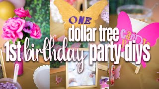 DOLLAR TREE DIYS FOR FIRST BIRTHDAY PARTY | BUTTERFLY THEMED 1ST BIRTHDAY PARTY DIYS
