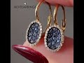 E4983 Two Tone Halo Round Cut Tanzanite &amp; White Sapphire Drop Earrings For Women