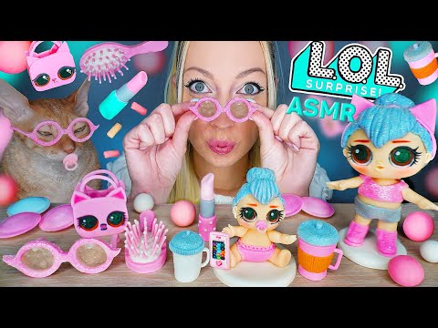 ASMR EATING EDIBLE LOL DOLL, HAIR BRUSH, UFO CANDY, 사탕, 달달한 음식 (EDIBLE GLASSES, LIPSTICK) MUKBANG 먹방