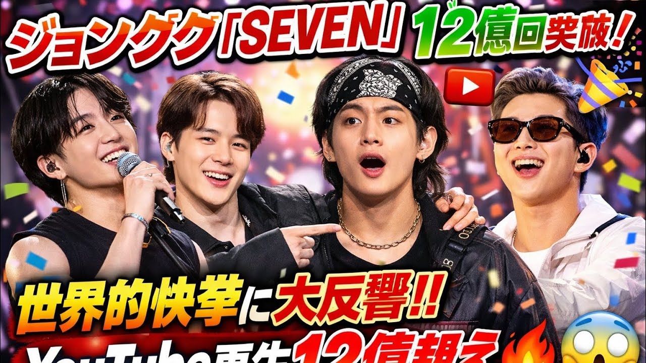 🎤🔥 ジョングク快挙！「Seven」YouTube Music再生12億回突破‼️💥.         