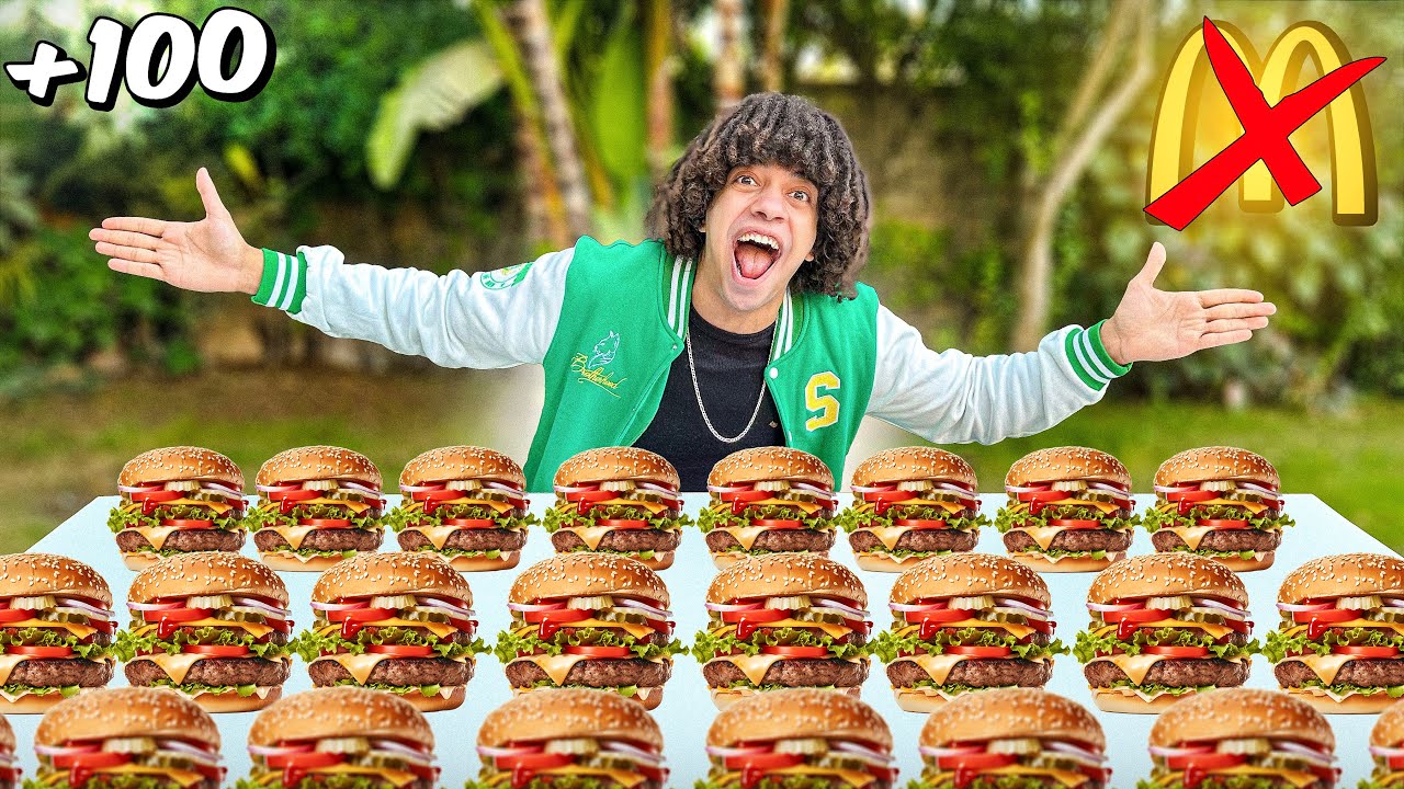 تحدي اكل اكبر كمية برجر 🍔 في دقيقه واحده ⏱️ (تخسر تسقط في المسبح 🥶)