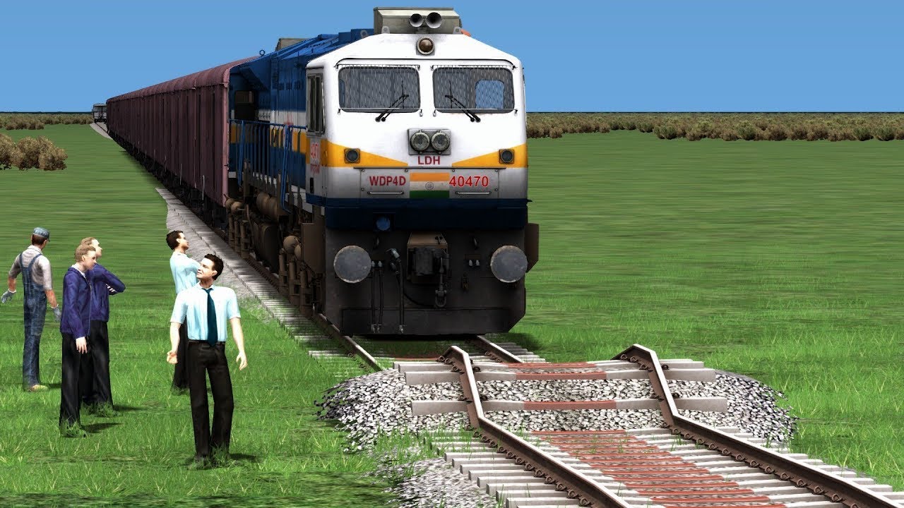 Bumpy Track Fwd WDP4D With Frieght Train Crossing BUMPY TRACKS ! Derailed At Last - YouTube