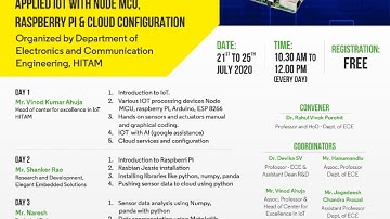 HITAM  |  5 DAY HANDS-ON-SESSION ON APPLIED IOT WITH NODE MCU,RASPBERRY PI |  Live