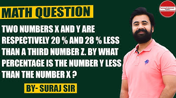 Two numbers X and Y are respectively 20 % and 28 % less than a third number Z..... | #rimc #doa #rms