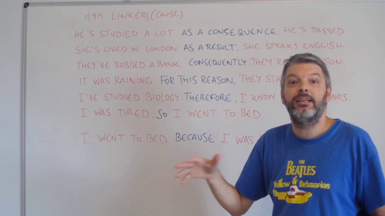 Linkers (cause). Aprende inglés con Marcos (199) prepare