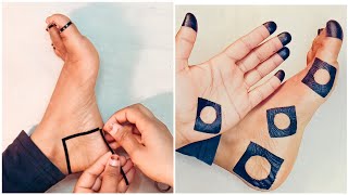 اسرع واسهل حنة سودانيه بالشريط/شكل هندسي في قمة الروعه/use the tape to make this unique henna design