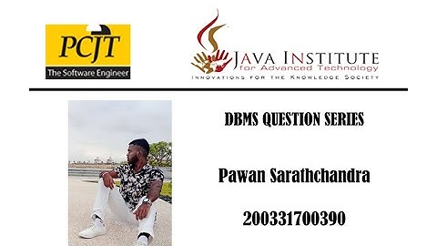 DBMS Question Set 04 | Java Institute | Pawan Sarathchandra|