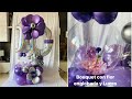 BOUQUET DE GLOBOS CON FLOR ENGLOBADA Y LUCES/IDEA DE BOUQUET PARA NIÑA DE 10 AÑOS/BOUQUET VIOLETA