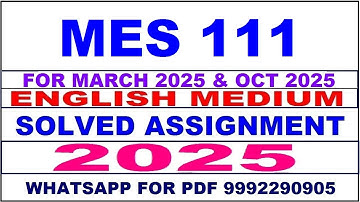 MES 111 solved assignment 2025 in English || MES 111 solved assignment 2025 || ignou MES111 2025