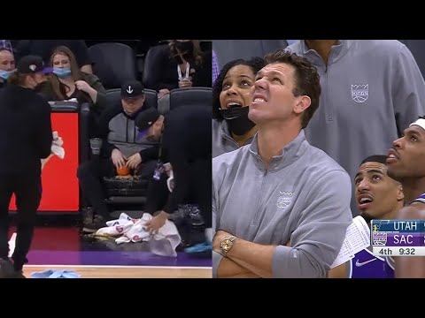 Kings fan sitting courtside after drinking too much 💀