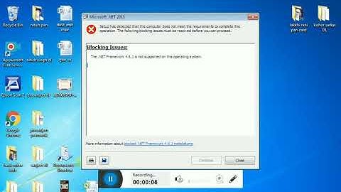 Blocking issues The net framework 4.6.1 is not supported on this operating system