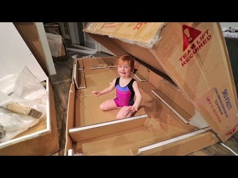 Adley FIRST TIME Gymnastics and Tumbling!! (and a box fort)