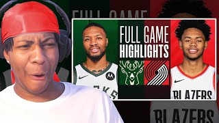 DAME RETURNS HOME! Lvgit Reacts To BUCKS at TRAIL BLAZERS | FULL GAME HIGHLIGHTS | January 31, 2024