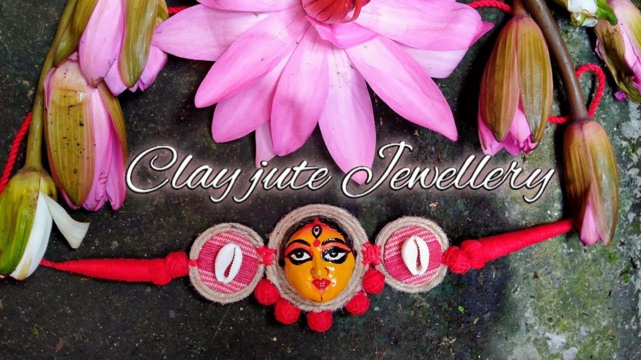 DIY handmade clay Jute Jewellery making at home|Durgapuja spacial clay jute  Choker making@হস্তশিল্প