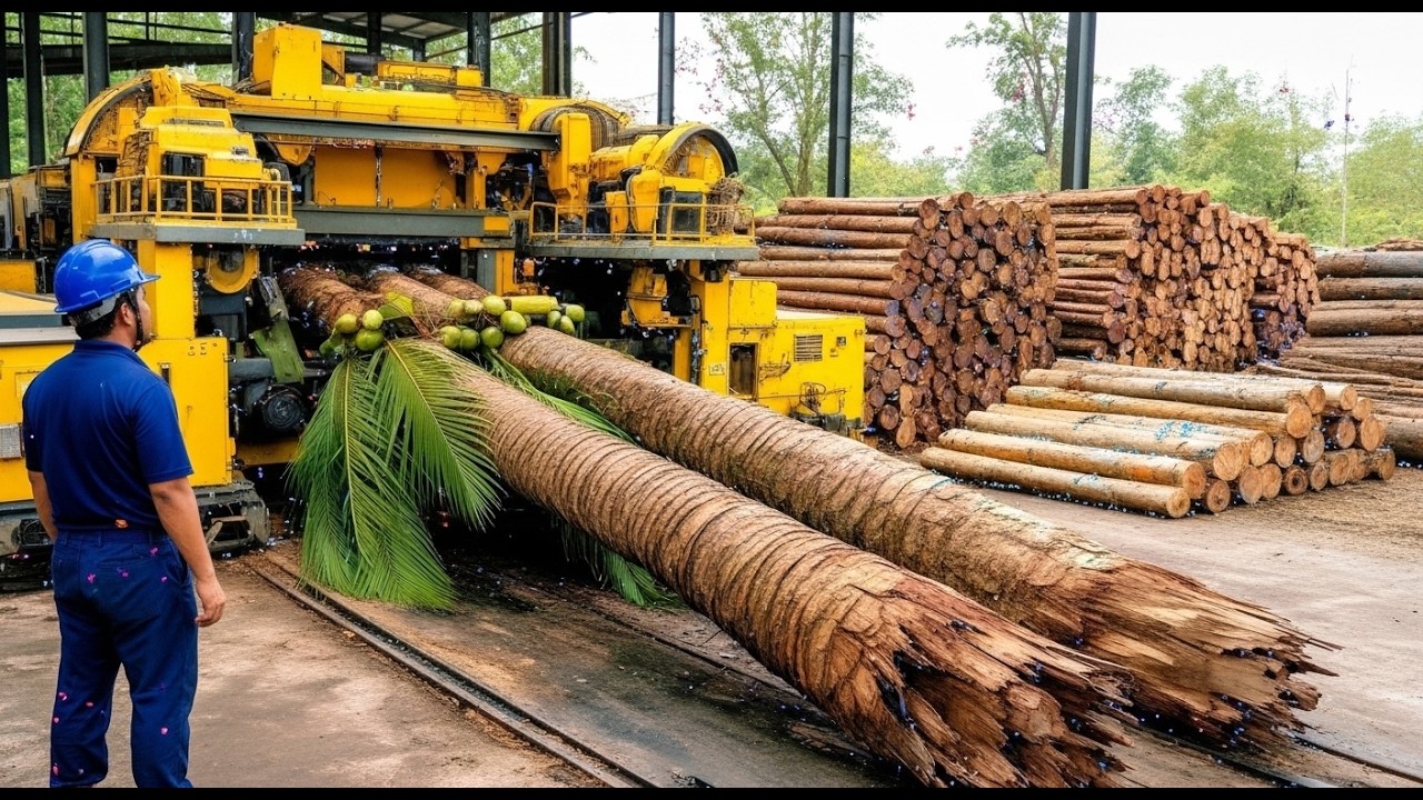 Inside a Coconut Wood Factory: Raw Trees to High-End Luxury Panels (Full Process)
