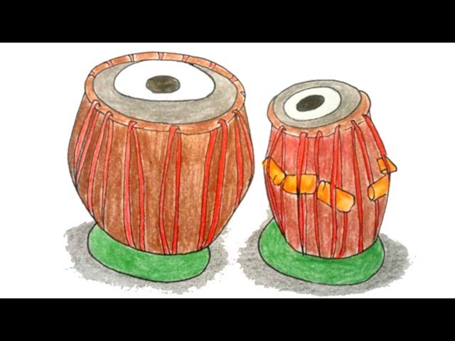 Top 134+ tabla drawing with colour latest