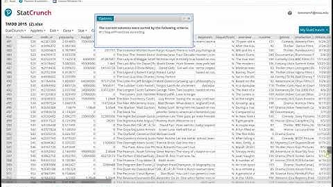 MA 222: Sorting Variable Values in StatCrunch