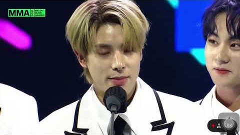 ENHYPEN Jake speaking in English during the MMA 2021 Acceptance Speech for "Global Rising Artist"