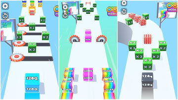 Jelly Run 2048 ULTIMATE Gameplay | 3 Shape Play Showdown! | 128M vs 32f vs 8192r