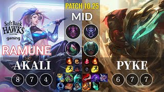 SHG Ramune Akali vs Pyke Mid - KR Patch 10.25