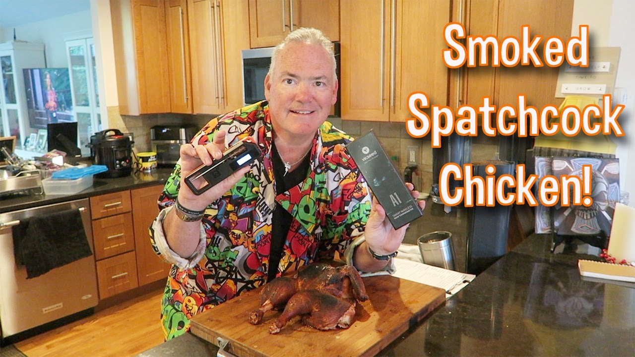 Smoked Spatchcock Chicken with Wireless Thermometer from Vicseed