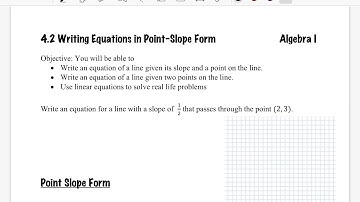 Algebra 1: 4.2 Writing Equations in Point-Slope Form