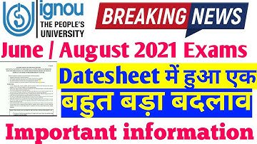 [Breaking News] IGNOU New Date Sheet Released for June 2021 Exams How to check info By STUDY ZONE